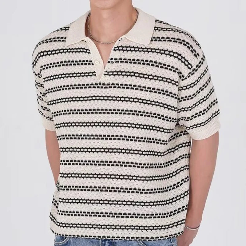 Polo de manga corta a rayas para hombre