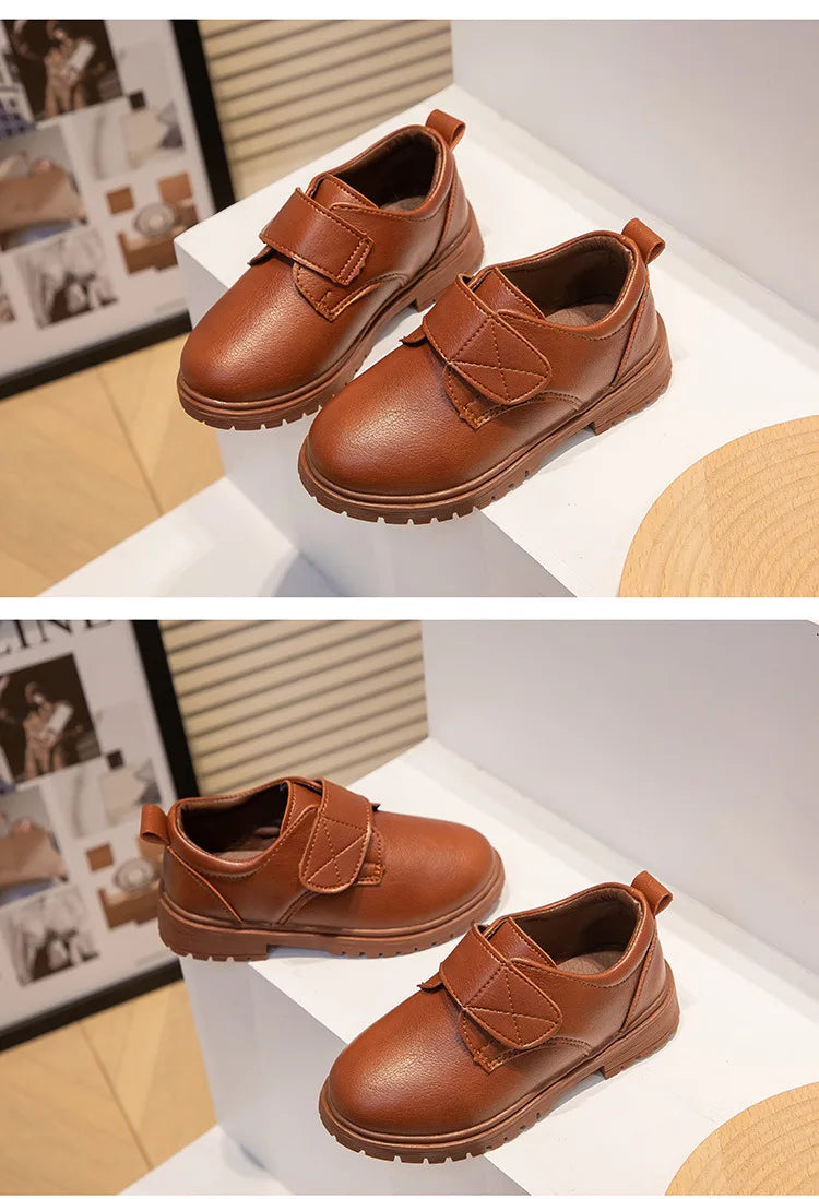 Zapatos de vestir escolares de piel negros para niño