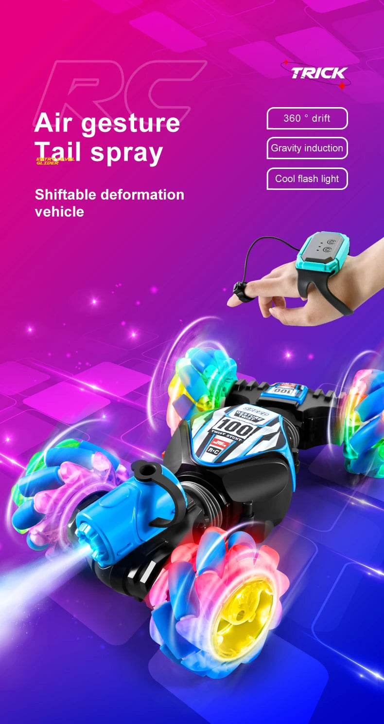 Top RC Stunt Car 2.4G Remote Control Cars RC Watch Gesture Sensor LED Rotation Gift Electronic Toy for Kids Boys