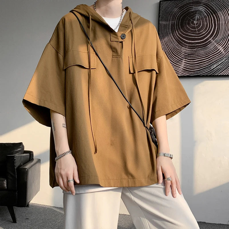 Men’s Hooded Short-Sleeve Streetwear T-Shirt