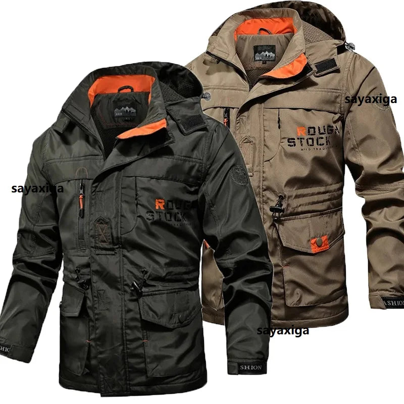 Men’s Hooded Cargo Windbreaker Jacket