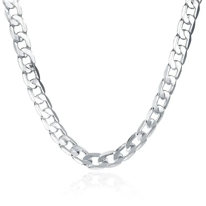 Collar de cadena de plata de ley 925 de 6 mm – 16–24 pulg.
