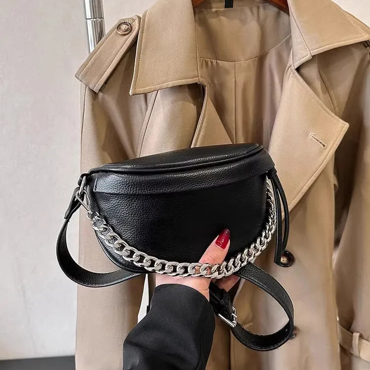 Women’s Wide-Strap PU Leather Crossbody Bag