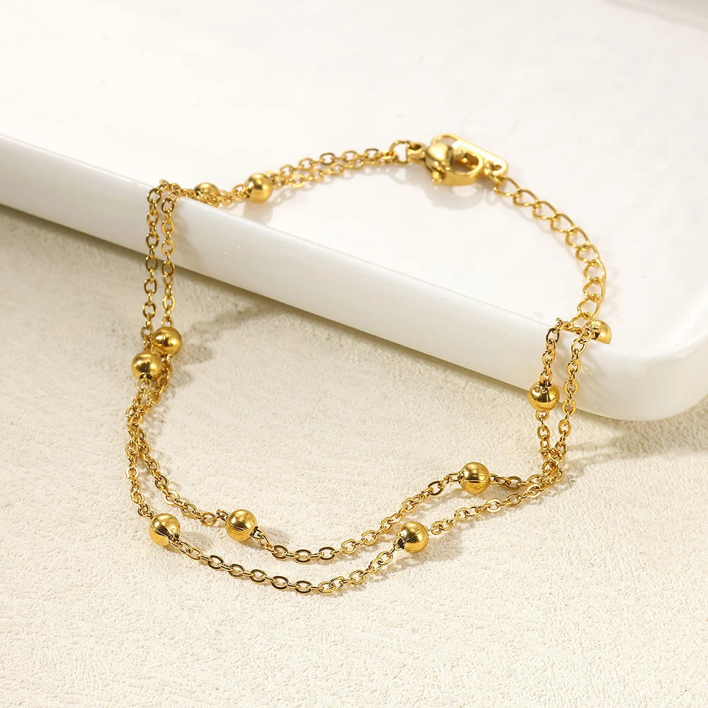Women’s Stainless Steel Leaf & Heart Anklet
