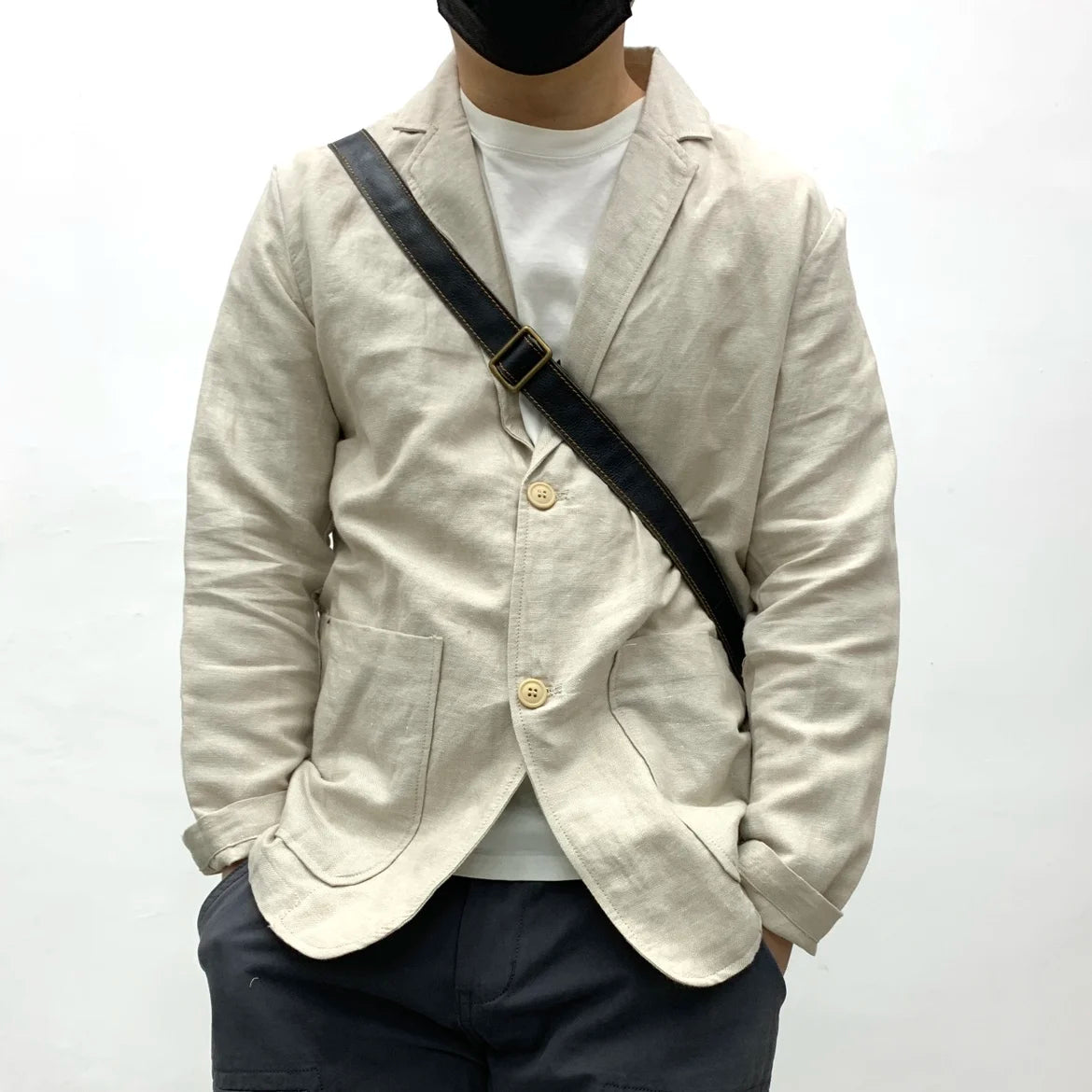 Men’s Japanese-Style Cotton-Linen Suit Jacket
