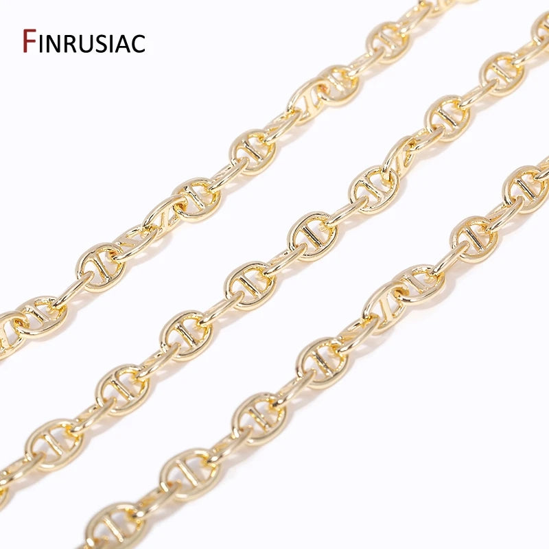 Cadena de latón bañado en oro de 14K para bisutería