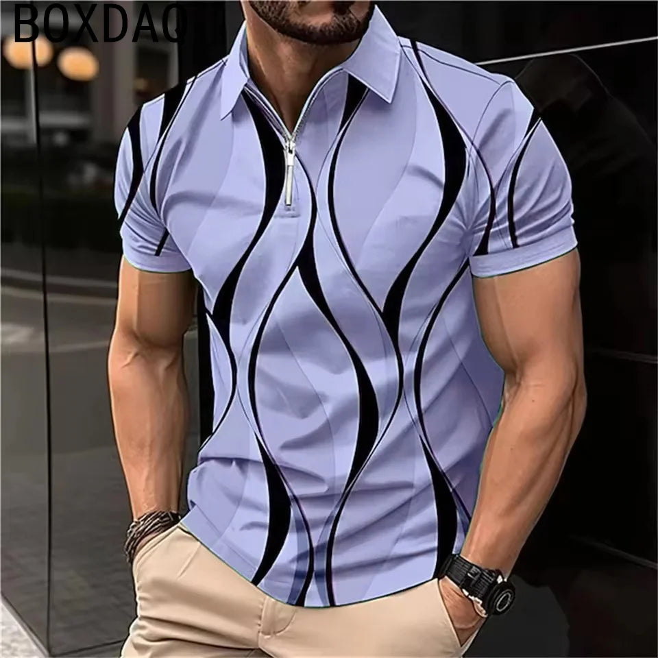 Men’s Geometric Print Short-Sleeve Polo Shirt