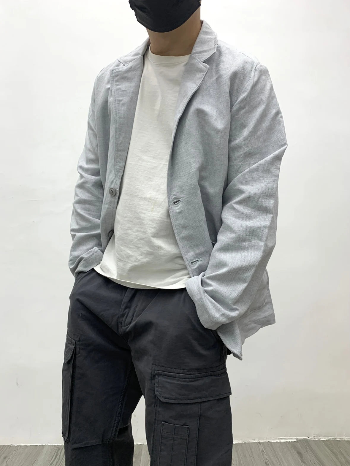Chaqueta de traje para hombre de algodón y lino estilo japonés