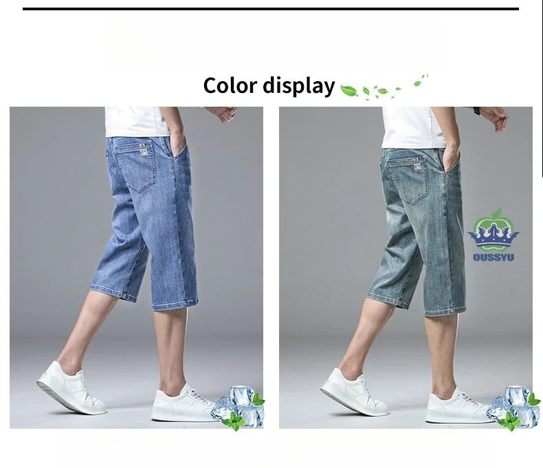 Men’s Baggy Denim Cargo Shorts – 3/4 Length
