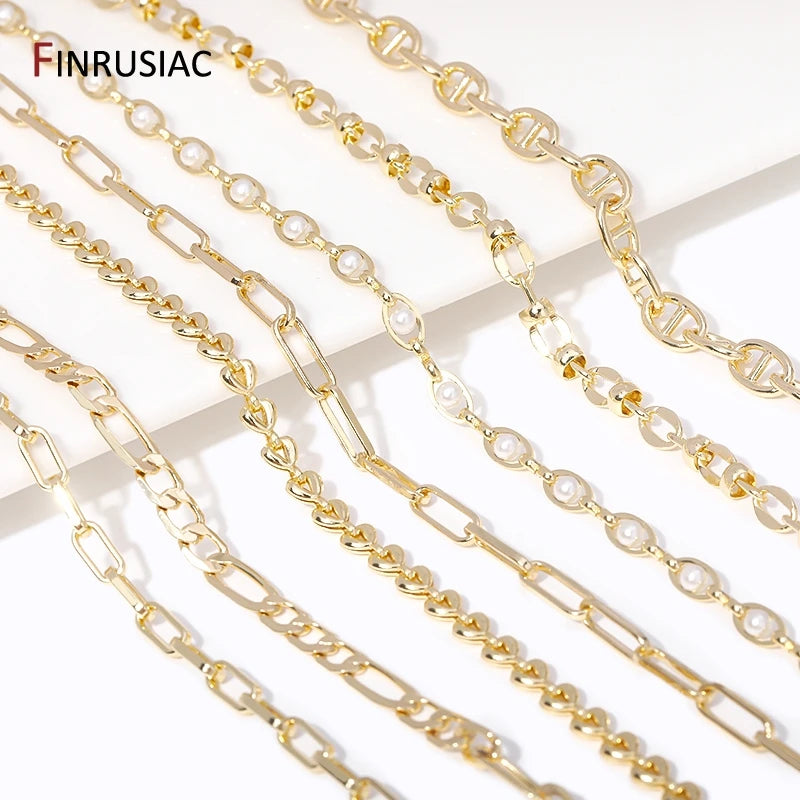 Cadena de latón bañado en oro de 14K para bisutería