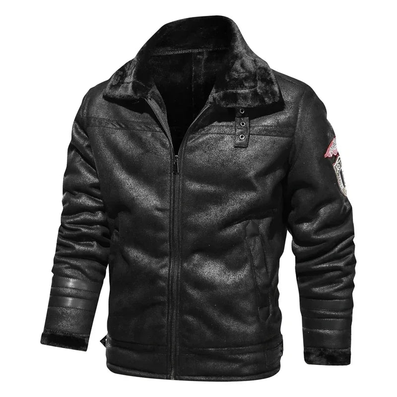 Men’s PU Leather Bomber Jacket