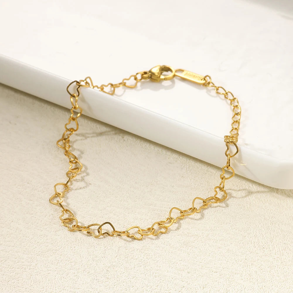 Women’s Stainless Steel Leaf & Heart Anklet