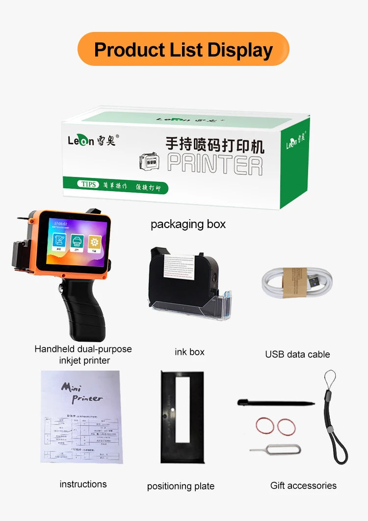 Portable Mini Printer Handheld Inkjet Printer Label Printer Expire Date QRCode Batch Number Pattern Packaging Bag Coding Machine
