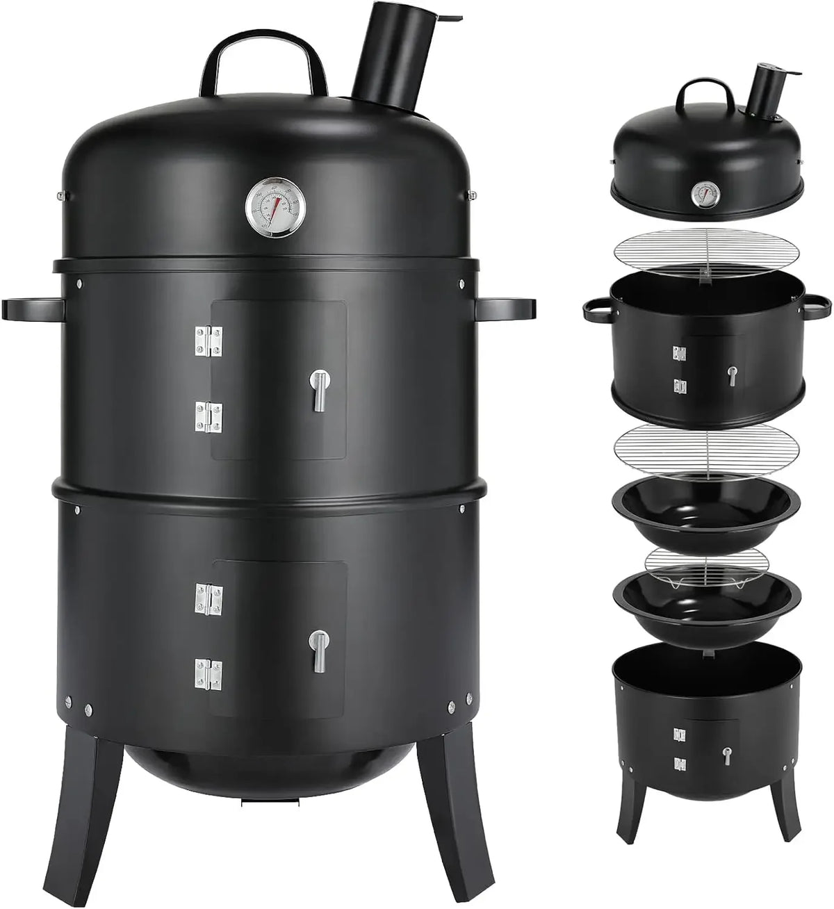 3-in-1 Charcoal Water Smoker Grill