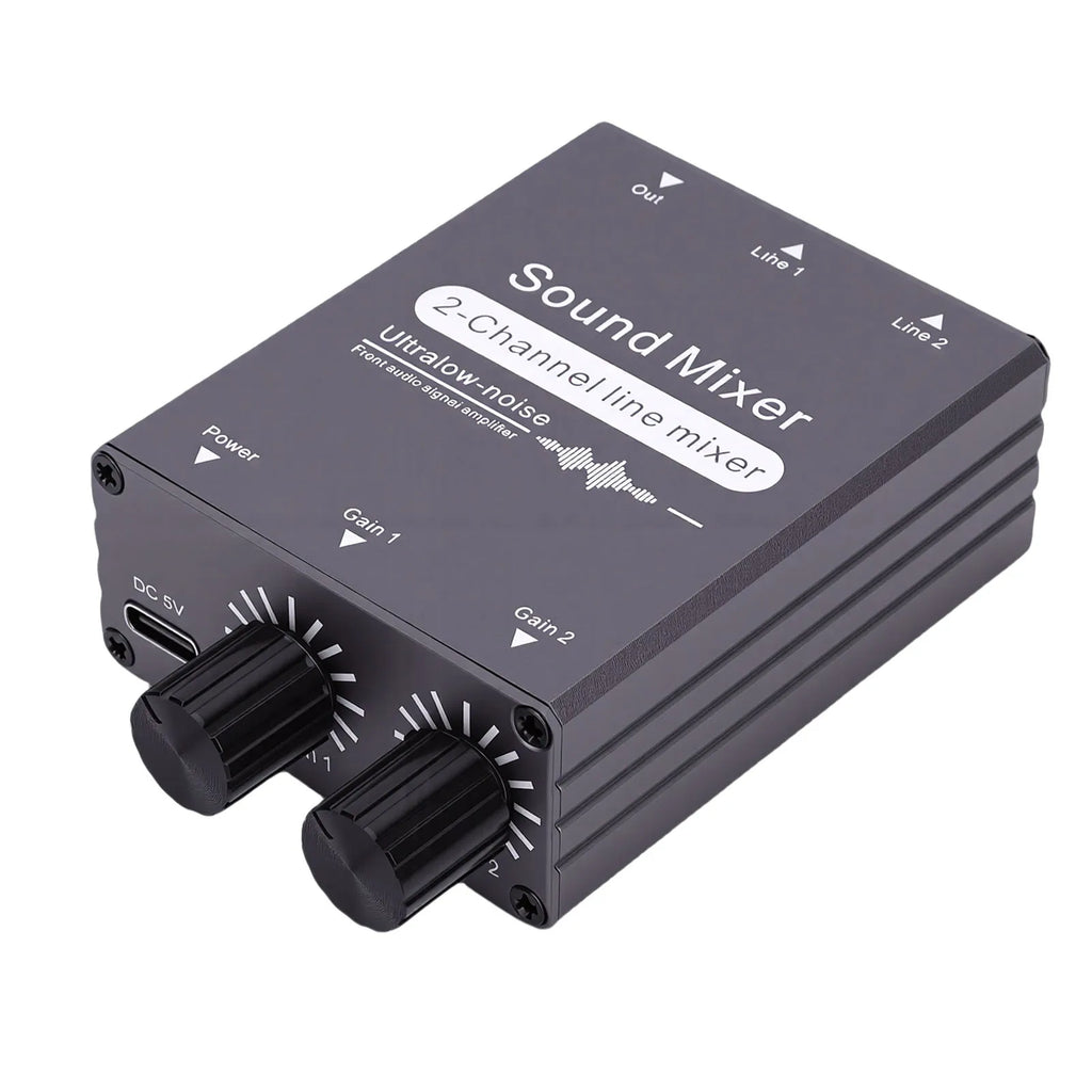 Mezclador/conmutador de audio estéreo de 2 canales y 3,5 mm