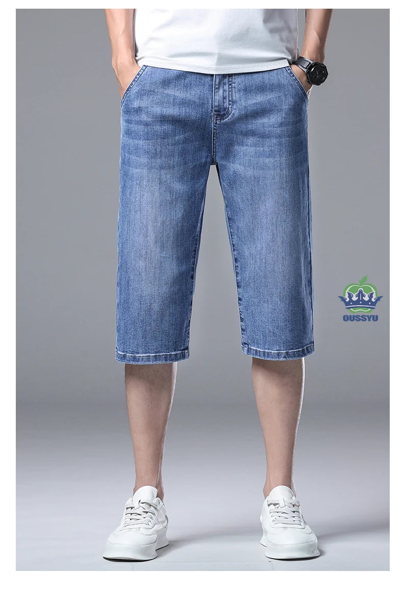 Men’s Baggy Denim Cargo Shorts – 3/4 Length