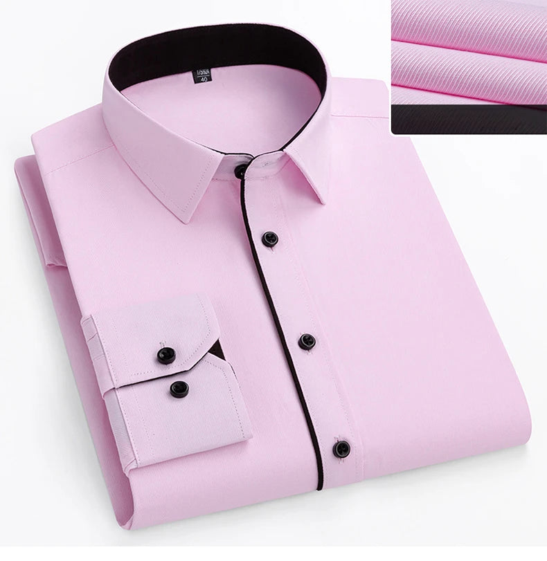 Camisa de vestir entallada de manga larga para hombre