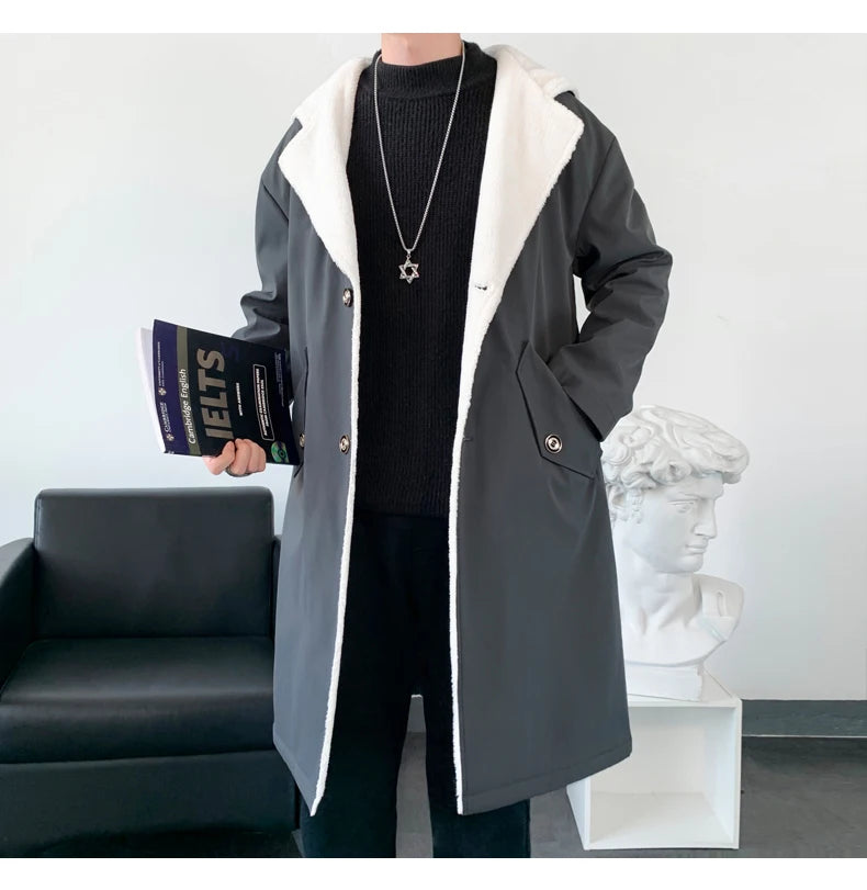 Men’s Hooded Long Trench Coat – Wool-Lined