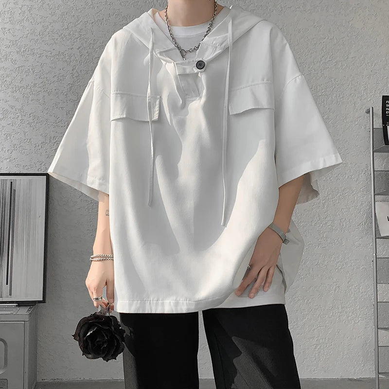 Men’s Hooded Short-Sleeve Streetwear T-Shirt
