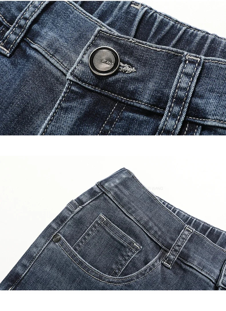 Men’s Classic Straight-Leg Jeans – Blue or Dark Gray