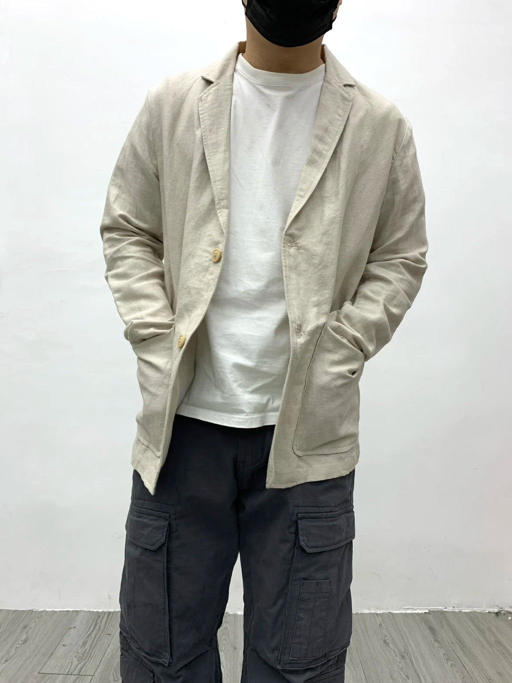 Chaqueta de traje para hombre de algodón y lino estilo japonés
