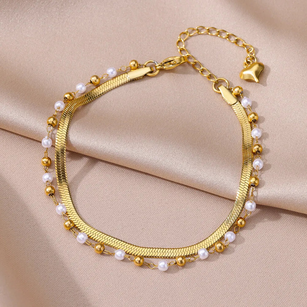 Tobillera de acero inoxidable para mujer