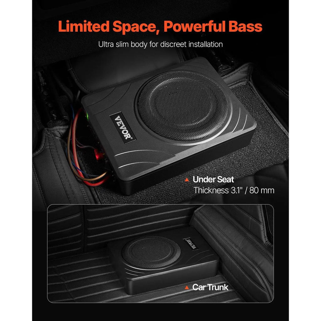 8 Inch 300W Slim Powered Subwoofer Under Seat Car Truck System Model D0100HRI60T