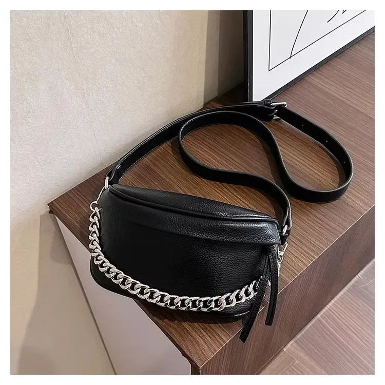 Bolso bandolera de mujer en piel sintética con correa ancha