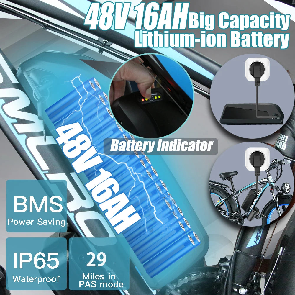 1000W 48V Electric City & Beach Cruiser Bike