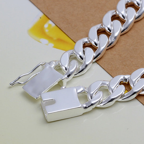 10mm Silver-Color Geometric Chain Bracelet