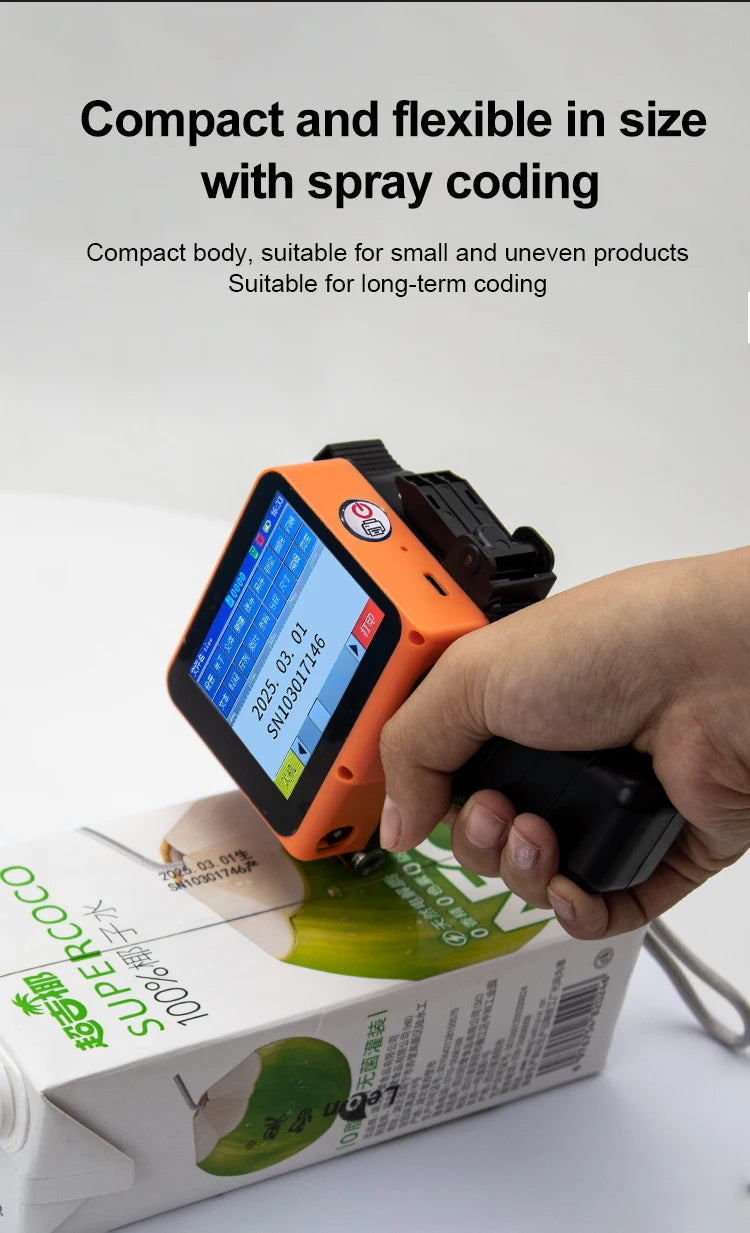 Portable Mini Printer Handheld Inkjet Printer Label Printer Expire Date QRCode Batch Number Pattern Packaging Bag Coding Machine