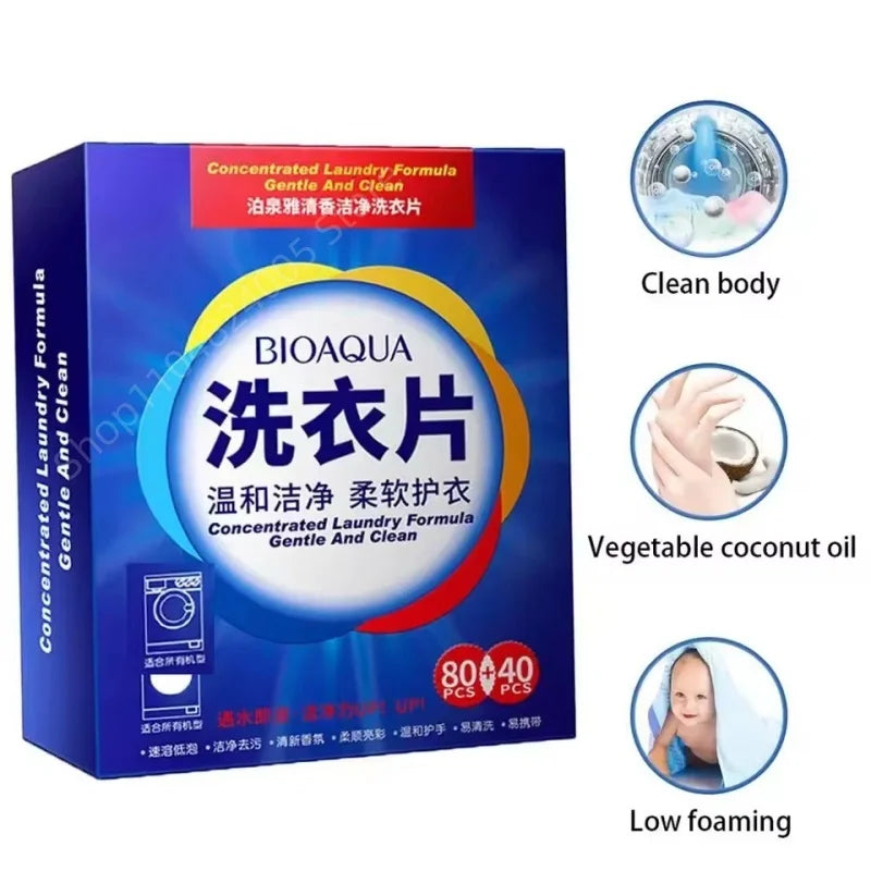 40Pcs Laundry Detergent Sheets Easy Dissolve Laundry Tablets Strong Deep Cleaning Detergent Laundry Soap for Washing Machine