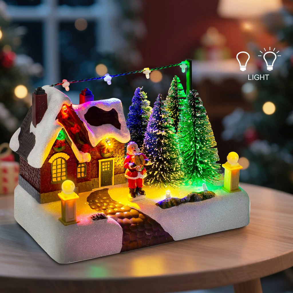 Light-Up Christmas Village Building with Santa