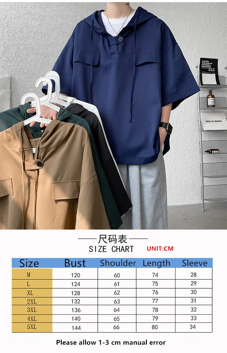 Camiseta urbana de manga corta con capucha para hombre