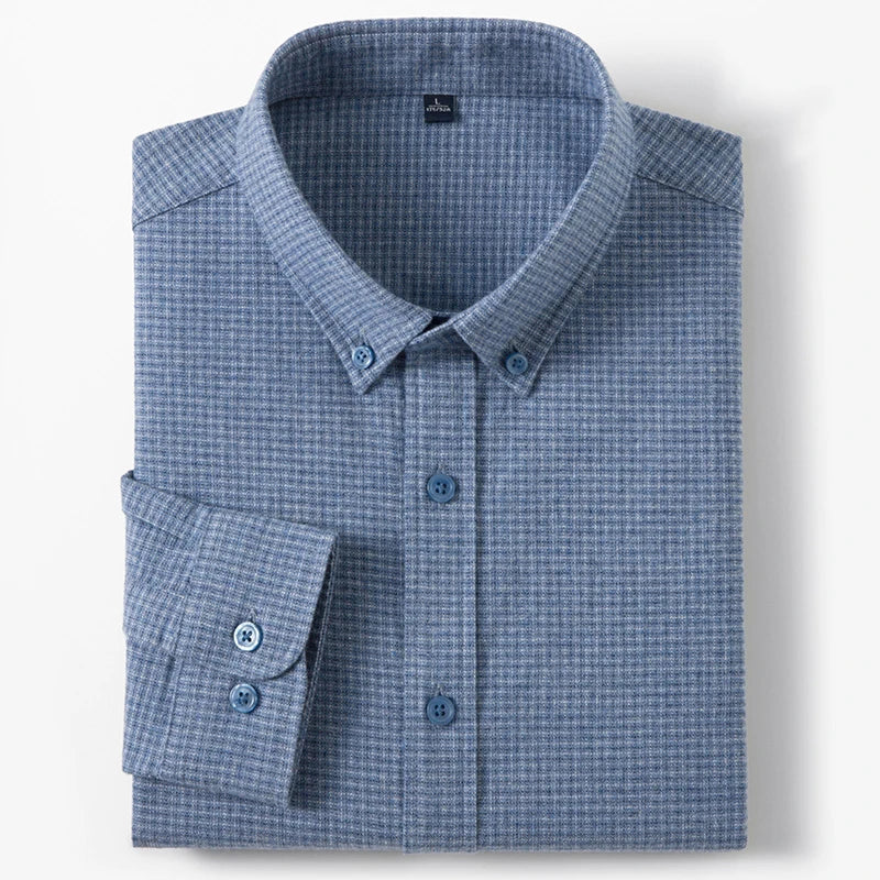 Camisa de algodón a cuadros resistente a las arrugas para hombre