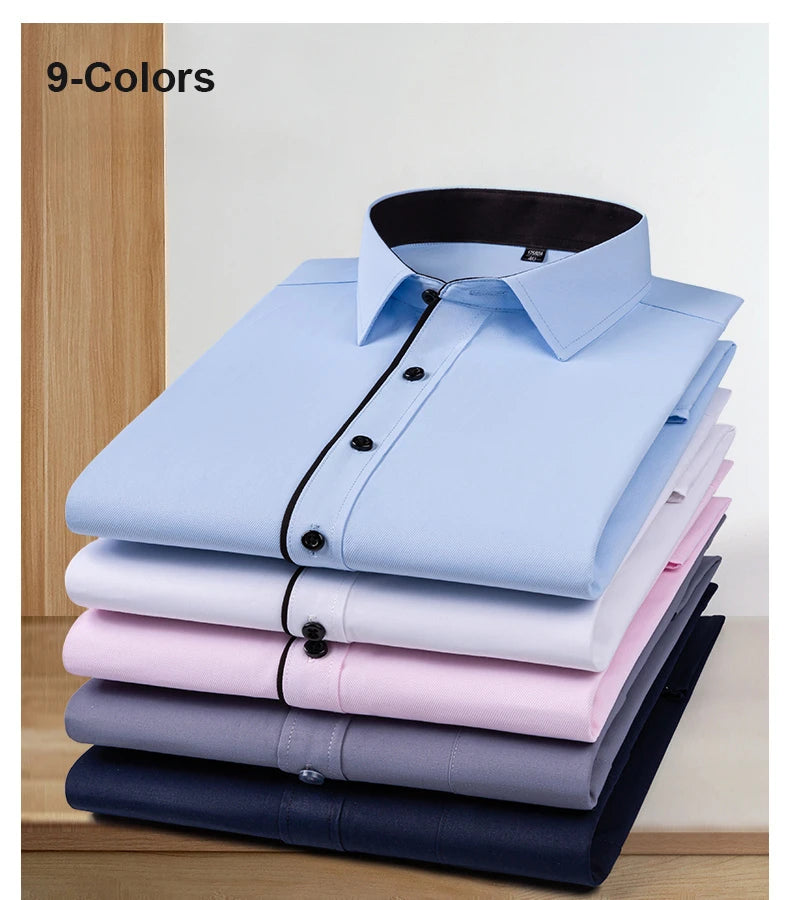 Camisa de vestir entallada de manga larga para hombre