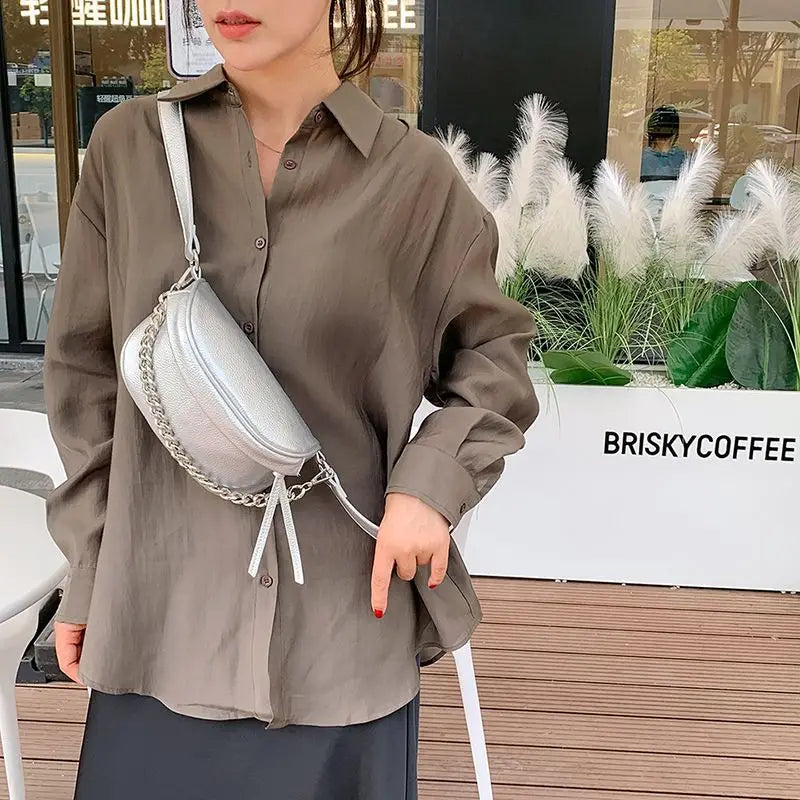 Bolso bandolera de mujer en piel sintética con correa ancha