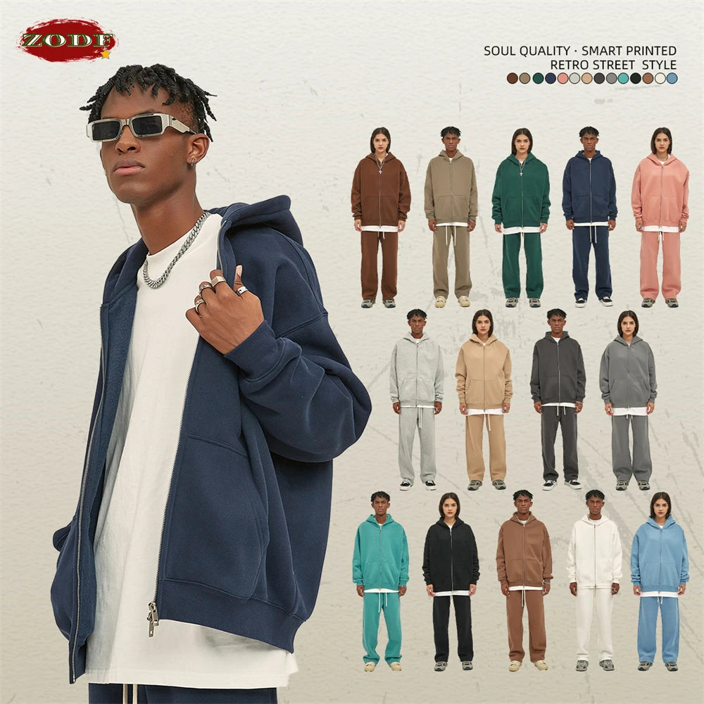 ZODF New Men Double Headed Zipper Fleece Hoodies Unisex Loose Basic Solid Warm Hooded Sweatshirts Coats For Winter HY0633 Padilla Innovations LLC