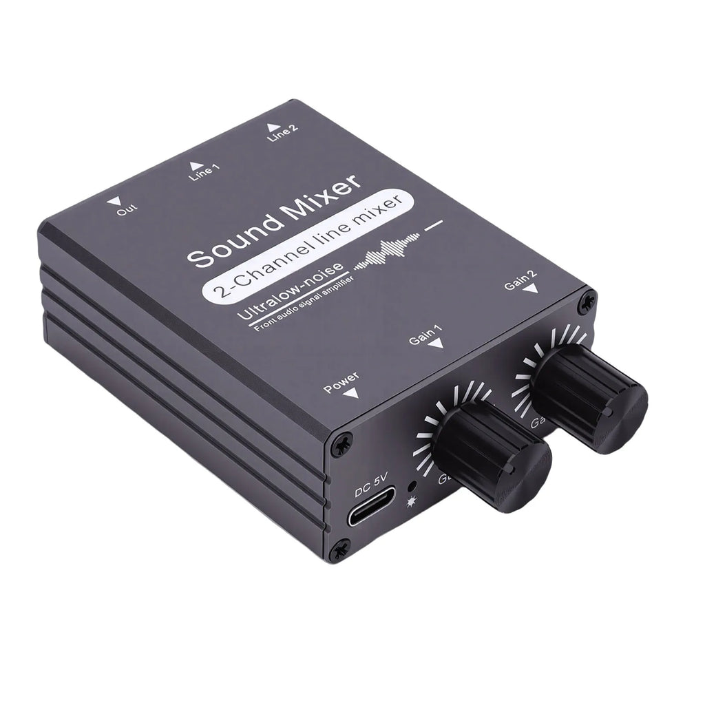 Mezclador de audio de 2 canales de 3.5 mm con control de volumen doble