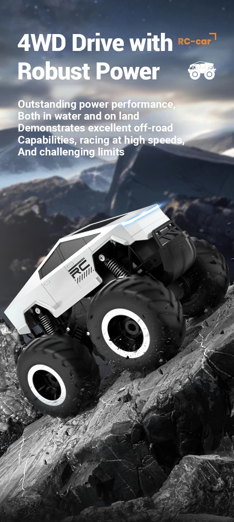 RC Car Amphibious Remote Control Cars Pickup Racing RC Truck Off-Road Big Wheel High Speed Electric Vehicle Toys For Kids Gift