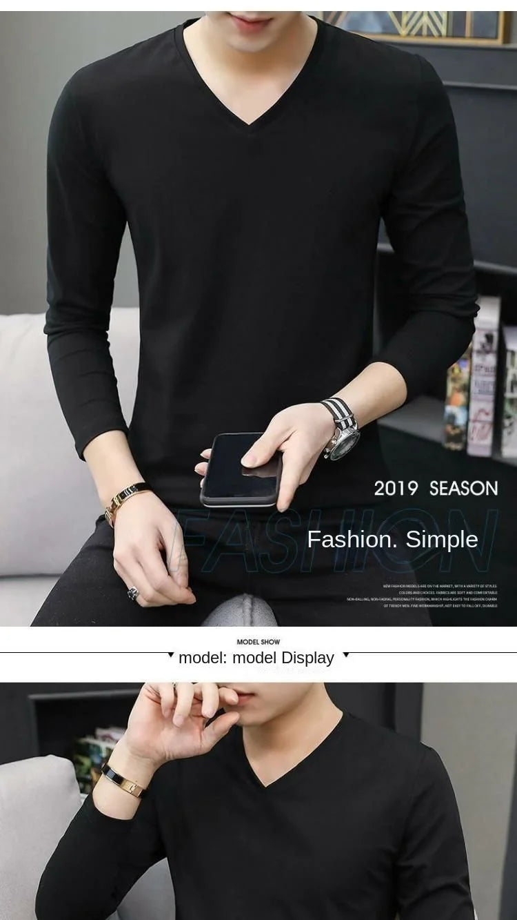 Camiseta de rendimiento de manga larga con cuello en V para hombre