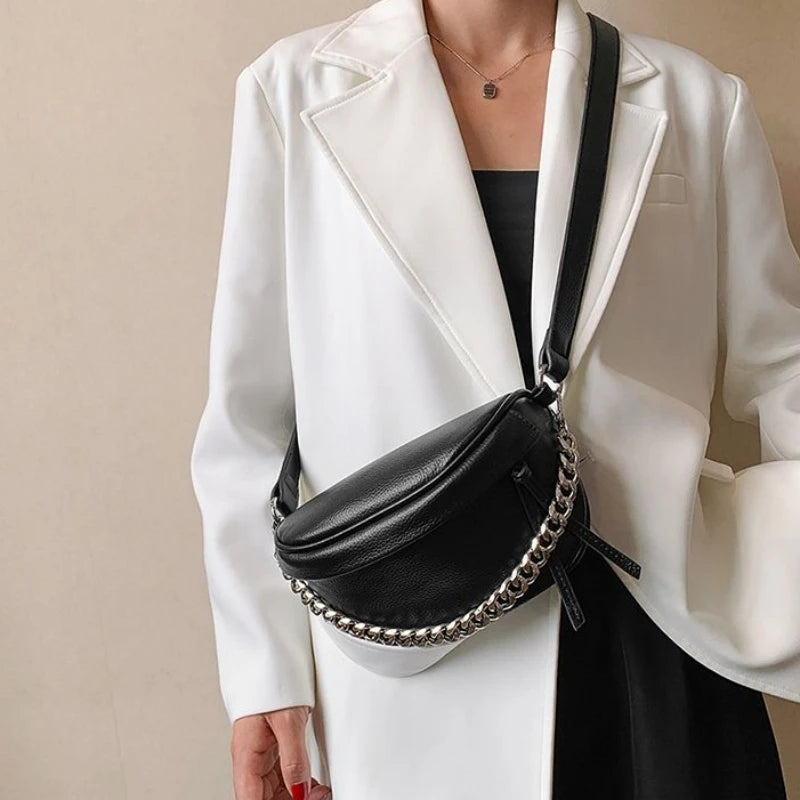 Women’s Wide-Strap PU Leather Crossbody Bag
