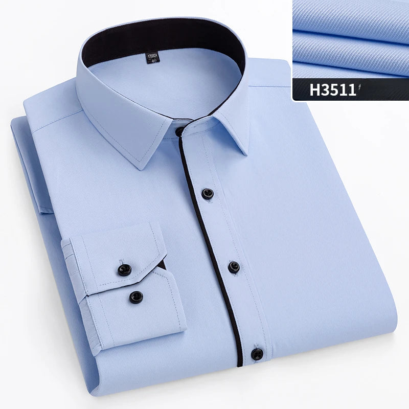 Camisa de vestir entallada de manga larga para hombre