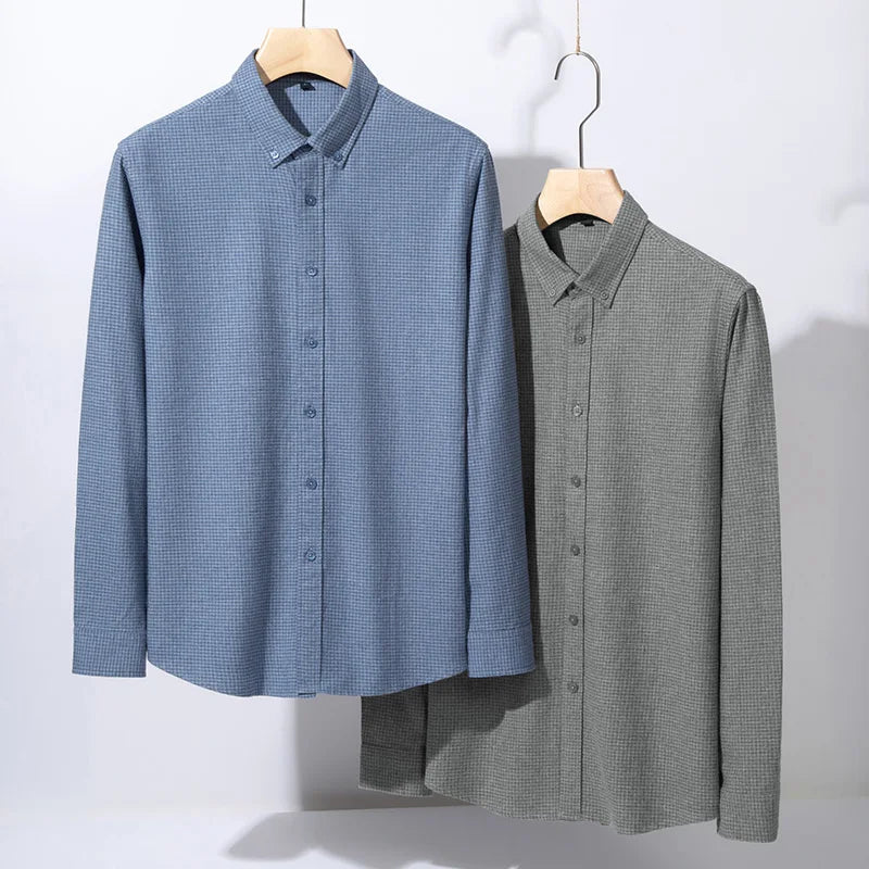 Camisa de algodón a cuadros resistente a las arrugas para hombre
