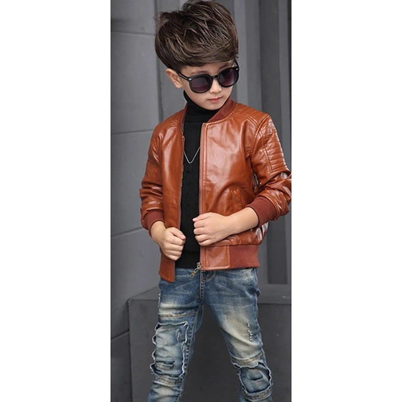 Boys’ Fleece-Lined Cotton PU Jacket