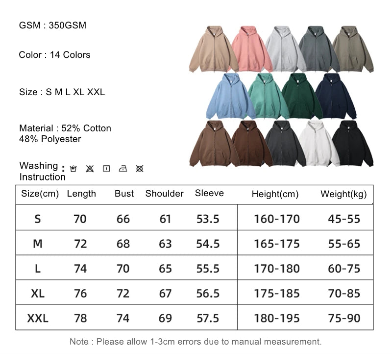 ZODF New Men Double Headed Zipper Fleece Hoodies Unisex Loose Basic Solid Warm Hooded Sweatshirts Coats For Winter HY0633 Padilla Innovations LLC