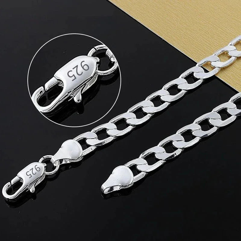 Collar de cadena de plata de ley 925 de 6 mm – 16–24 pulg.