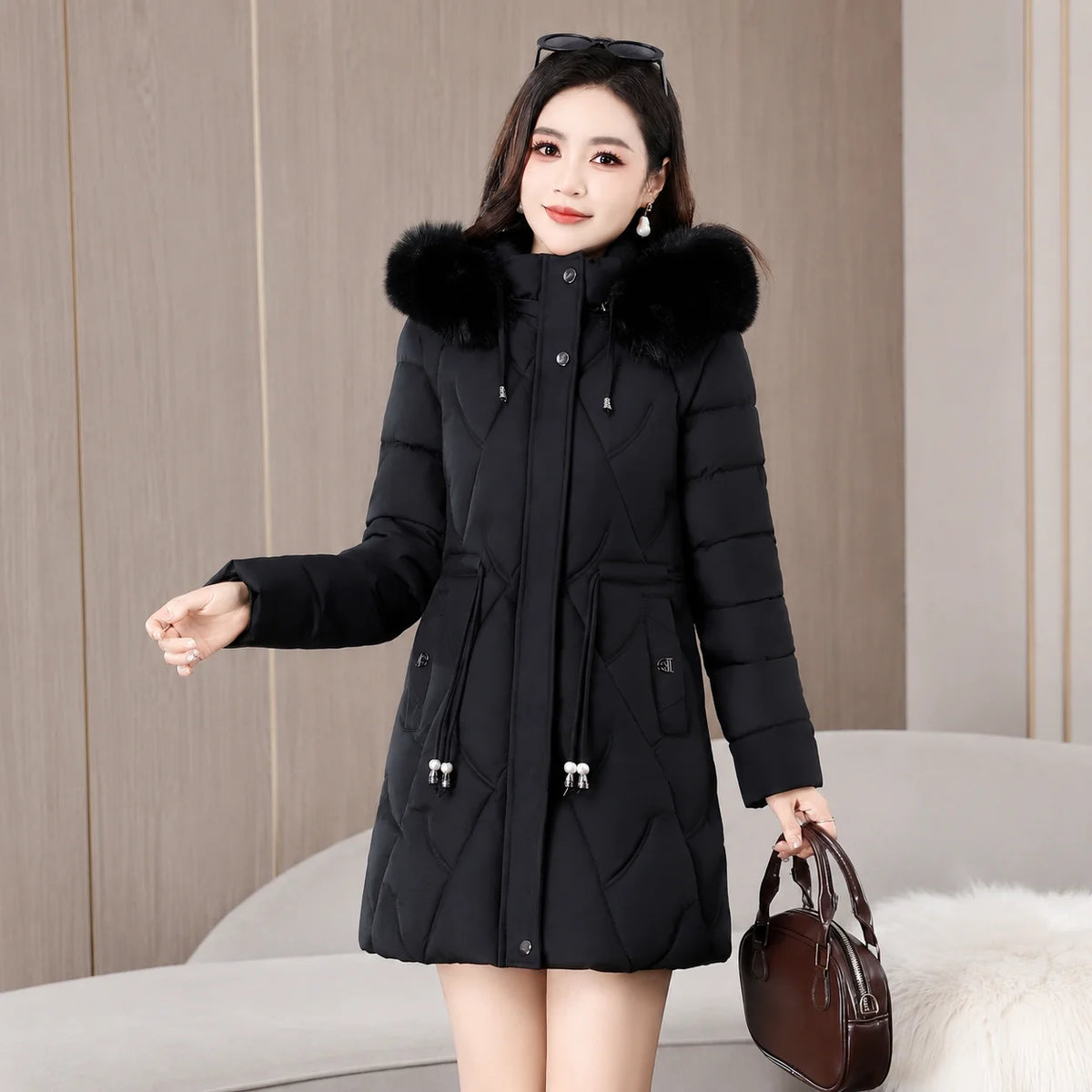 Women’s Long Fur-Collar Winter Puffer Jacket