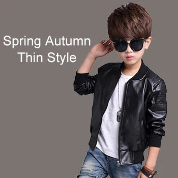 Boys’ Fleece-Lined Winter PU Jacket