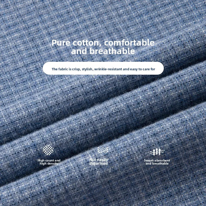 Camisa de algodón a cuadros resistente a las arrugas para hombre
